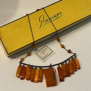 Vintage Baltic Amber Necklace Butterscotch Honey 875 Silver Chain USSR Soviet